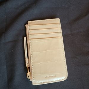 All Saints Cream Beige Leather Card Wallet